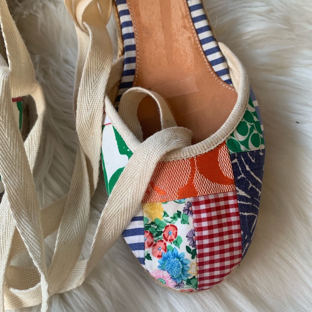 Coach Multicolor Patchwork Espadrille Wedge Sandals - Picture 3 of 8